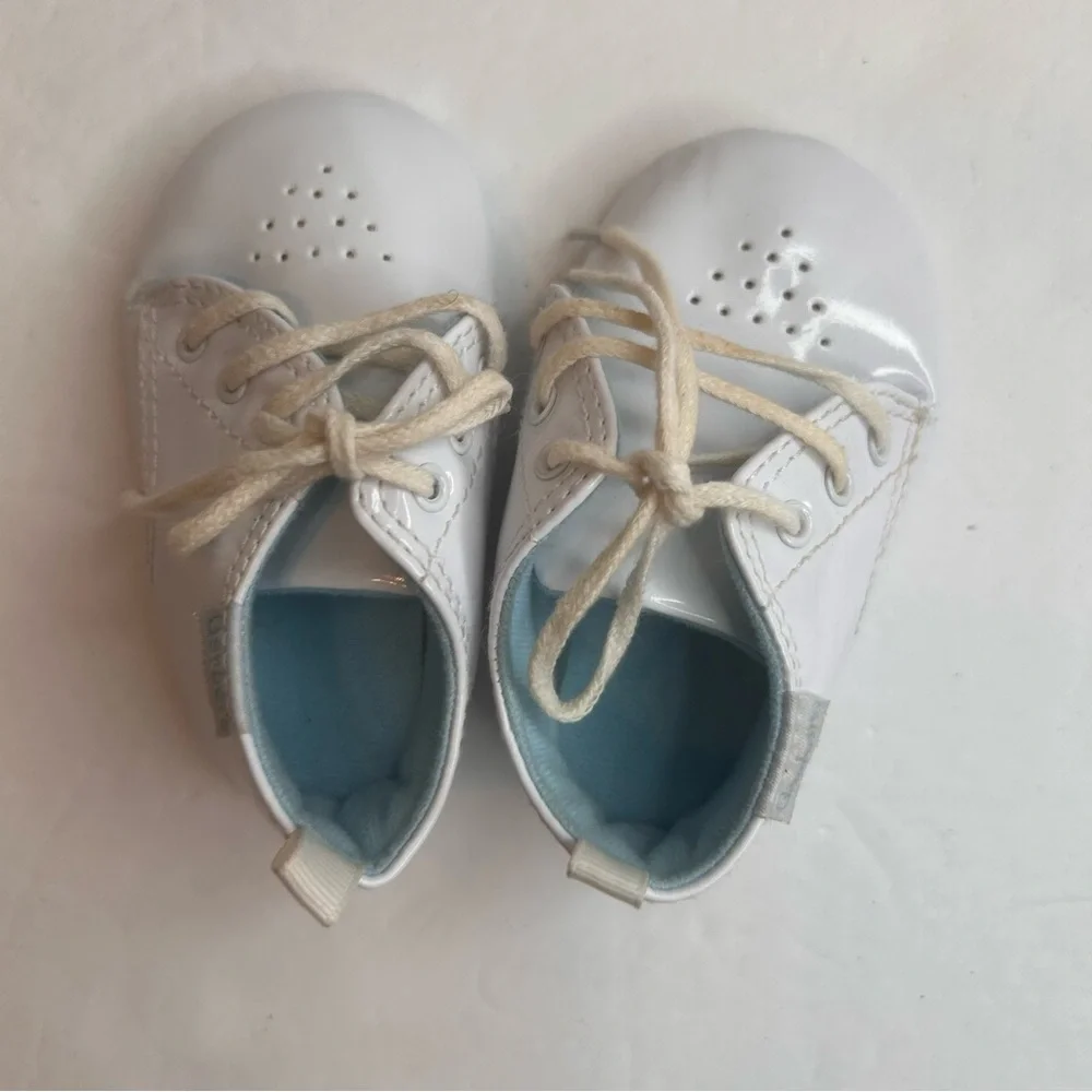 Gerber 1st Classic White Baby Shoes.Christening Crib Shoes White Size 6-9Months